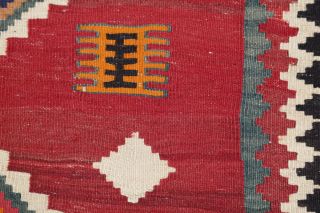 Fine Vegetable Dye Semi Antique Tribal 4x10 Wool Handmade Kilim Qashqai Rug RED 10