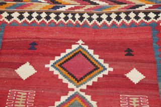 Fine Vegetable Dye Semi Antique Tribal 4x10 Wool Handmade Kilim Qashqai Rug RED 11