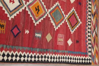 Fine Vegetable Dye Semi Antique Tribal 4x10 Wool Handmade Kilim Qashqai Rug RED 12