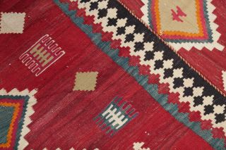 Fine Vegetable Dye Semi Antique Tribal 4x10 Wool Handmade Kilim Qashqai Rug RED 8