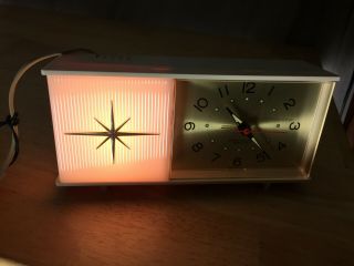 Nos Vtg Modern 1960 - 1970s Westclox Moonbeam Flashing Electric Alarm Clock & Box