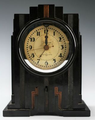 Vintage Ge Telechron Electrolarm Model M - 1 Art Deco Mantle Shelf Clock