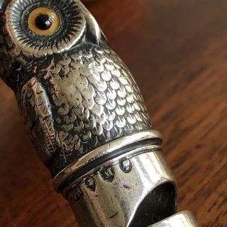 A Rare Sampson Mordan Silver Whistle,  Owl With Glass Eyes,  London 1887.  5.  5cm. 9