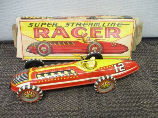 Vintage Marx Tin Litho Wind Up Streamline Racer