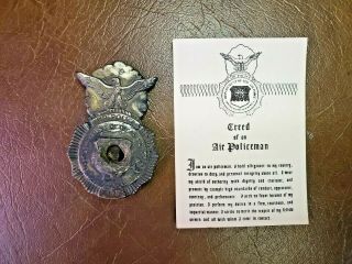Early Obsolete Usaf “air Police” Shield / Badge Rough