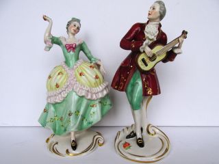 Antique Lady Gentleman Rococo Dancer Royal Dux Bohemian Figurine Porcelain
