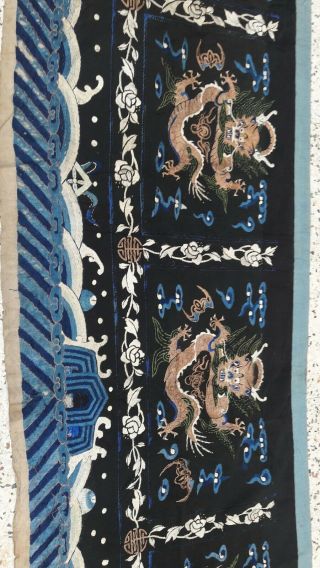 Antique chinese silk qing dynasty textile wall hanging bats dragon rank badges 6