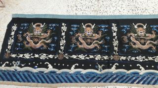 Antique chinese silk qing dynasty textile wall hanging bats dragon rank badges 7