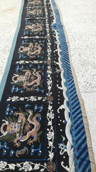 Antique chinese silk qing dynasty textile wall hanging bats dragon rank badges 9