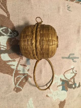 Antique Native Penobscot Indian Ash & Sweet Grass Woven String Basket