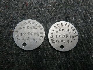 Pair Wwi Us Army Soldier’s Id “dog” Tags - - Mechanic