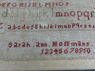Antique 1860 Sampler Primitive Alphabet American Folk Art 4