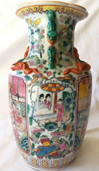 Antique Chinese Large Famille Porcelain Vase with Beauty and Flowers 3