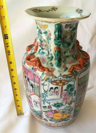 Antique Chinese Large Famille Porcelain Vase with Beauty and Flowers 7
