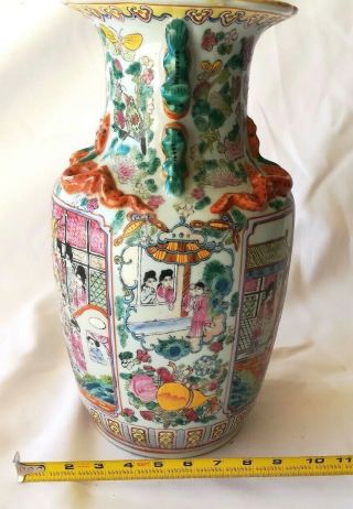 Antique Chinese Large Famille Porcelain Vase with Beauty and Flowers 8