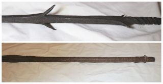 rare antique 1800s hand wrought iron wood Northwestern African Congo Chief spear 11