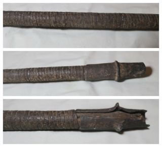 rare antique 1800s hand wrought iron wood Northwestern African Congo Chief spear 6