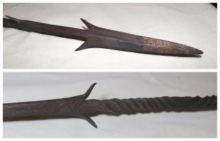 rare antique 1800s hand wrought iron wood Northwestern African Congo Chief spear 9