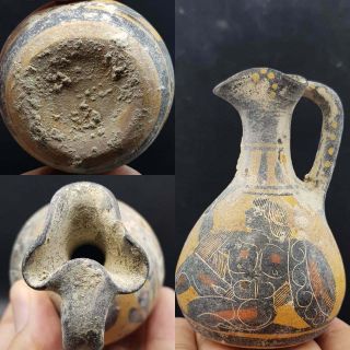 Old Roman Greek Emperor Painted Pottery Drink Ewer 25