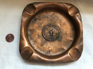 Vintage RARE Copper United States Navy Department Copper Ashtray Ship Emblem 7