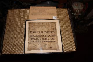 Antique Colonial Sampler - Mary Haslam 1822 - Newark Museum Nj - Alphabet Numbers