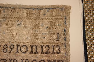 Antique Colonial Sampler - Mary Haslam 1822 - Newark Museum NJ - Alphabet Numbers 3