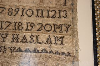 Antique Colonial Sampler - Mary Haslam 1822 - Newark Museum NJ - Alphabet Numbers 4