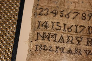 Antique Colonial Sampler - Mary Haslam 1822 - Newark Museum NJ - Alphabet Numbers 6