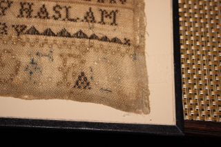 Antique Colonial Sampler - Mary Haslam 1822 - Newark Museum NJ - Alphabet Numbers 8
