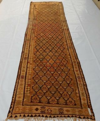 Old Traditional Hand Made Persian Colourful Wool Kilim Rug/runne 260x106cm (110)