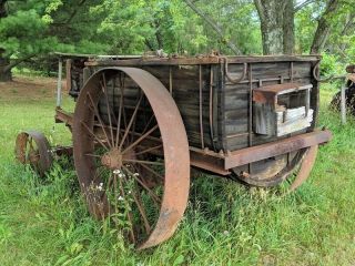 old BEAN Mfg Co Orchard Sprayer LEROI crank engine horse drawn wood tank 4