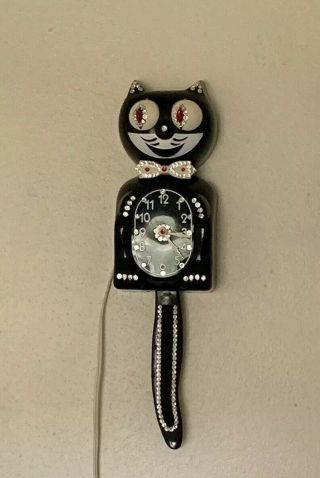 Vintage Electric Jeweled Kit Cat Klock Kat Clock D8 Rare Early Model Black 60’s 12