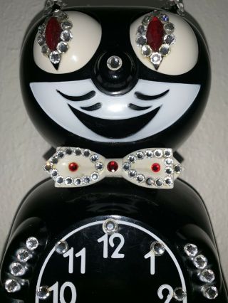 Vintage Electric Jeweled Kit Cat Klock Kat Clock D8 Rare Early Model Black 60’s 3
