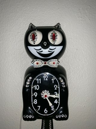 Vintage Electric Jeweled Kit Cat Klock Kat Clock D8 Rare Early Model Black 60’s 5