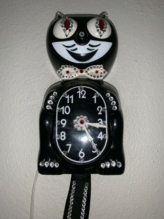 Vintage Electric Jeweled Kit Cat Klock Kat Clock D8 Rare Early Model Black 60’s 7