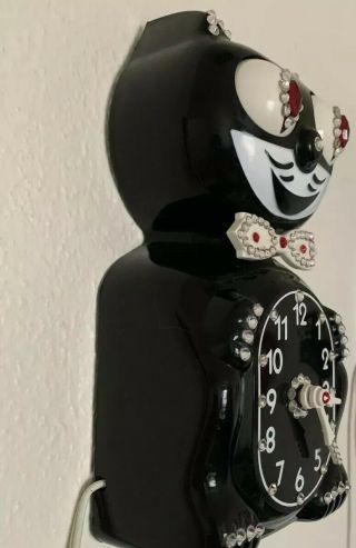 Vintage Electric Jeweled Kit Cat Klock Kat Clock D8 Rare Early Model Black 60’s 9