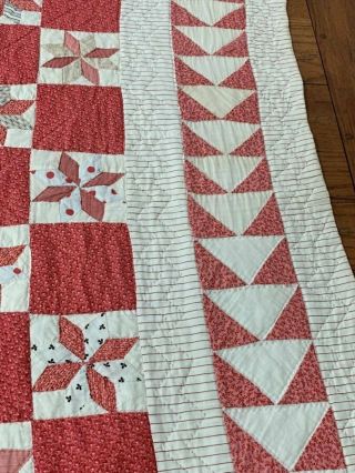 Small Scale C 1890 - 1900 Stars & Geese Quilt Vintage Lancaster Blue