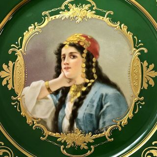 Antique Royal Vienna Porcelain Hand Painted Odaliske Gypsy Portrait Plate Signed