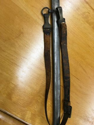 Antique German WW1 Officer ' s Sword w/ Scabbard & Leather Strap 4