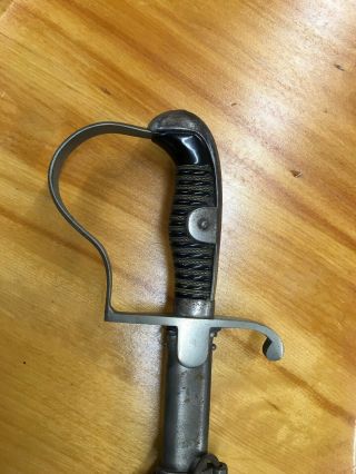 Antique German WW1 Officer ' s Sword w/ Scabbard & Leather Strap 5