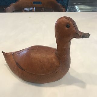 Vtg Abercrombie & Fitch Dimitri Omersa Leather Duck Mcm Doorstop Decoy