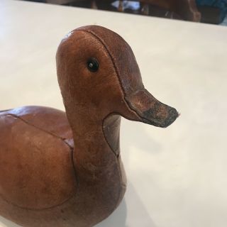 Vtg Abercrombie & Fitch Dimitri Omersa Leather Duck MCM Doorstop Decoy 3