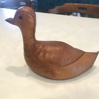 Vtg Abercrombie & Fitch Dimitri Omersa Leather Duck MCM Doorstop Decoy 5