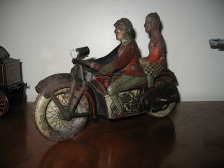 very rare TIPPCO TCO MOTORCYCLE SIDECAR 1927 WIND UP TIN TOY GERMANY TINPLATE 11