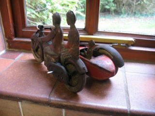 very rare TIPPCO TCO MOTORCYCLE SIDECAR 1927 WIND UP TIN TOY GERMANY TINPLATE 6