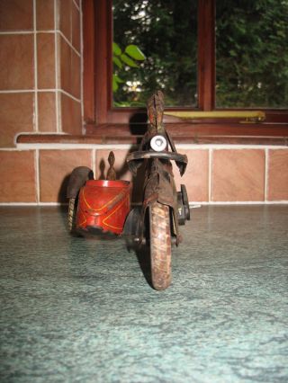 very rare TIPPCO TCO MOTORCYCLE SIDECAR 1927 WIND UP TIN TOY GERMANY TINPLATE 9