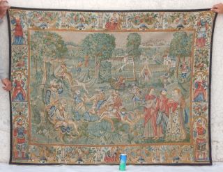 Big Vintage French Medieval Hunting Scene Wall Hanging/tapestry (138x177cm)