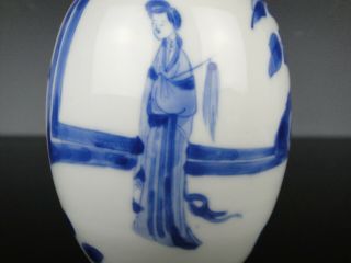 Perfect Chinese Porcelain B/W Tea Caddy - Ladies - 18th C.  Kangxi 12