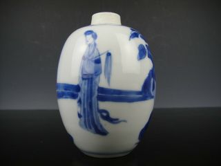 Perfect Chinese Porcelain B/W Tea Caddy - Ladies - 18th C.  Kangxi 6