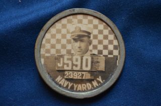 Wwi Navy Yard,  N.  Y.  Photo Id Badge